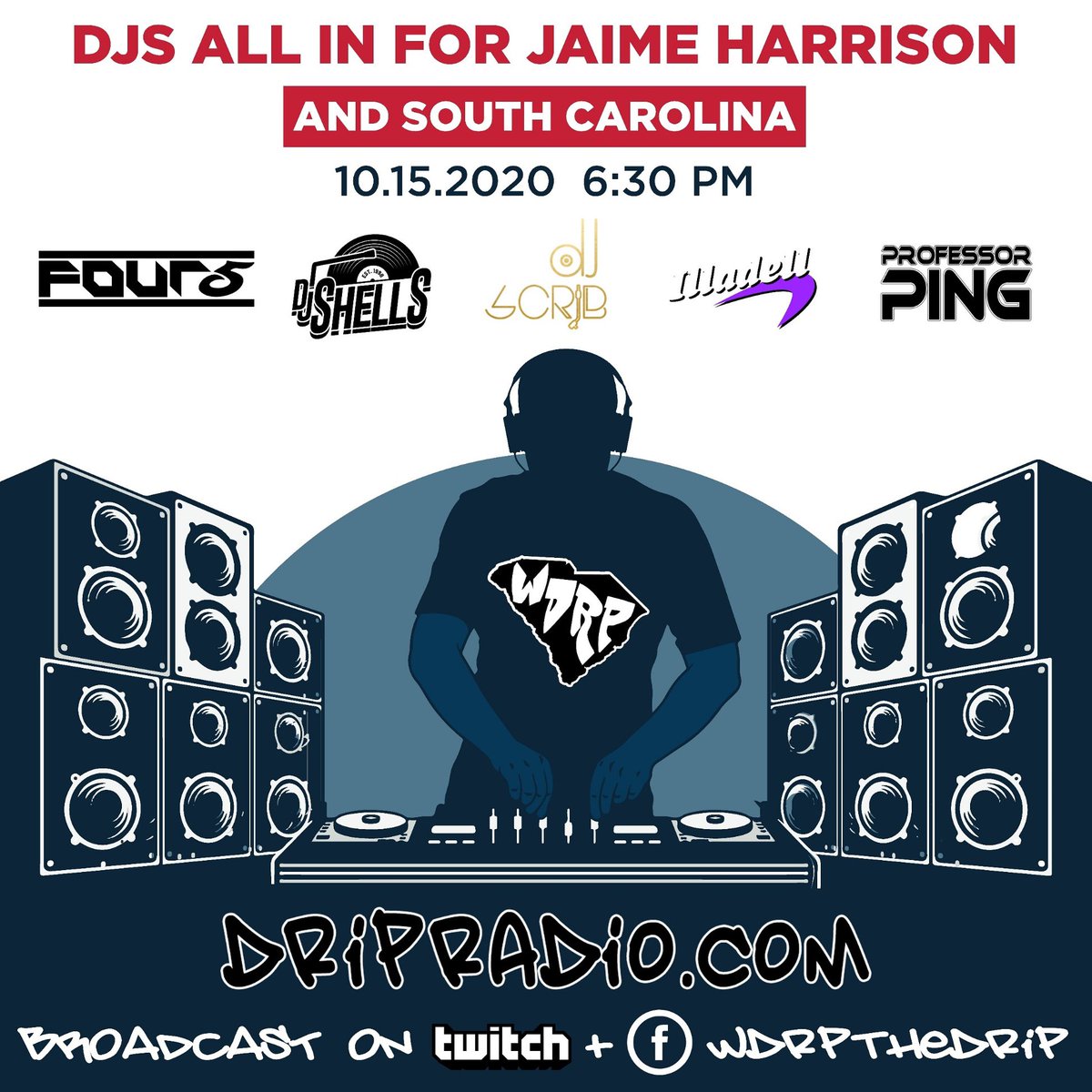 PaisleyPerspect's tweet photo. This will be #epic. It’s music & a message. TONIGHT 6:30pm ET!Come support #ProfessorPing @harrisonjaime @iammoodyblack and soooo many more!!! Watch live on the @allinforsc FB page. #ALLIN4SC https://t.co/BfOCOmR8x1