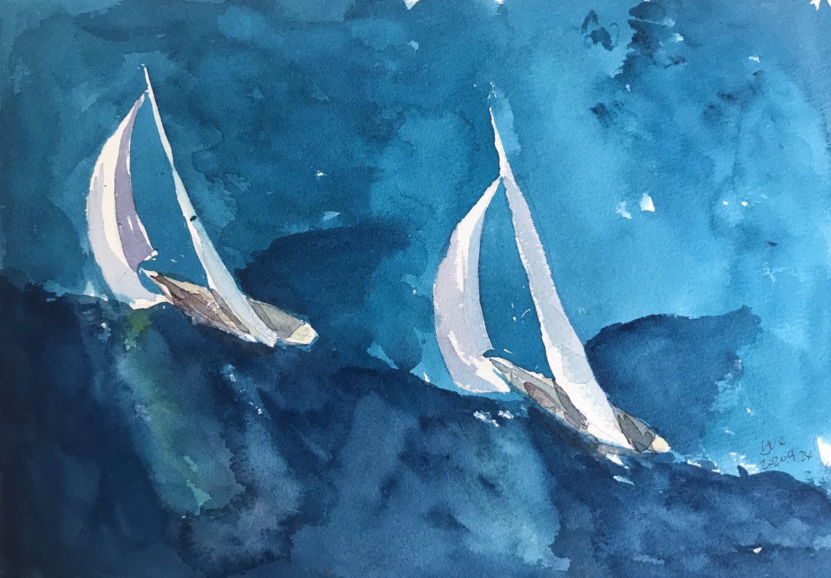 DrawingSailor's tweet photo. Watercolor drawing of the sailing world continues. Photo credit to #carloborlenghi 
26/100
#100DaysofProjects #aquarelle #sailling #boat https://t.co/mDhSspMPtm