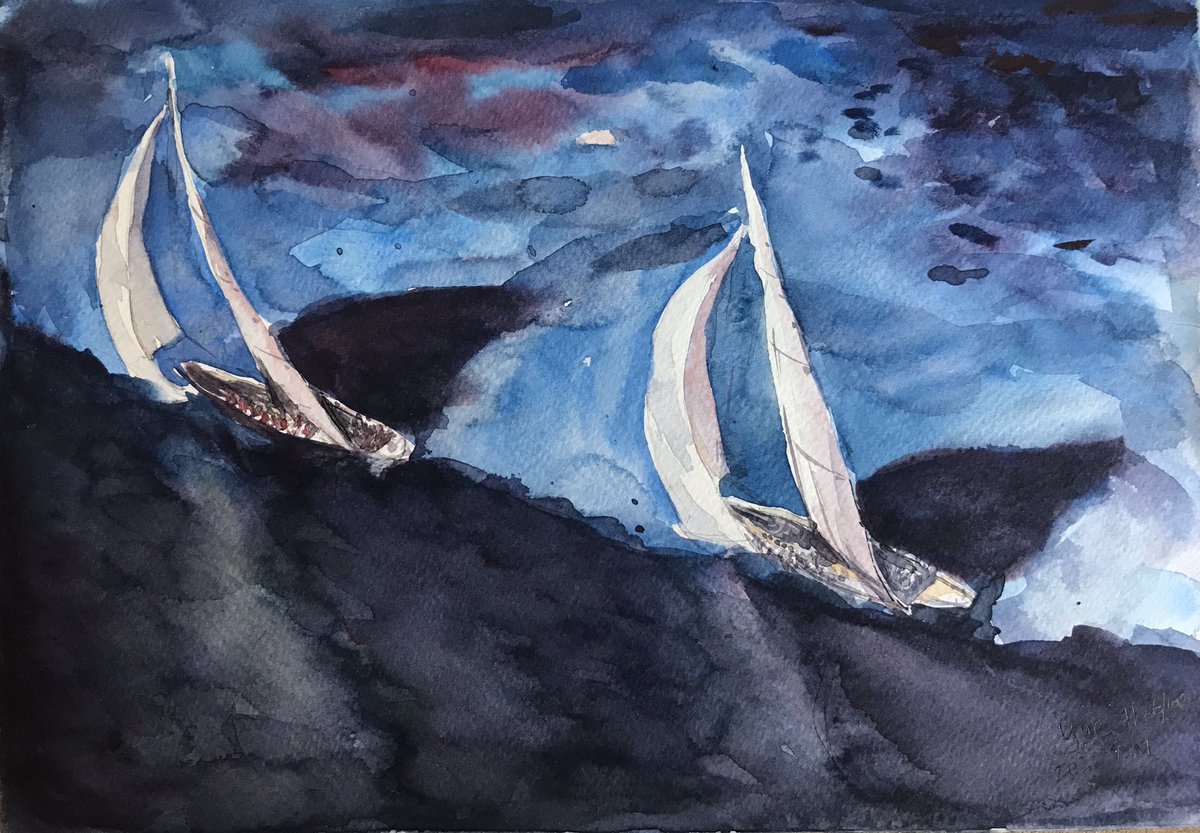 DrawingSailor's tweet photo. Watercolor drawing of the sailing world continues. Photo credit to #carloborlenghi 
26/100
#100DaysofProjects #aquarelle #sailling #boat https://t.co/mDhSspMPtm
