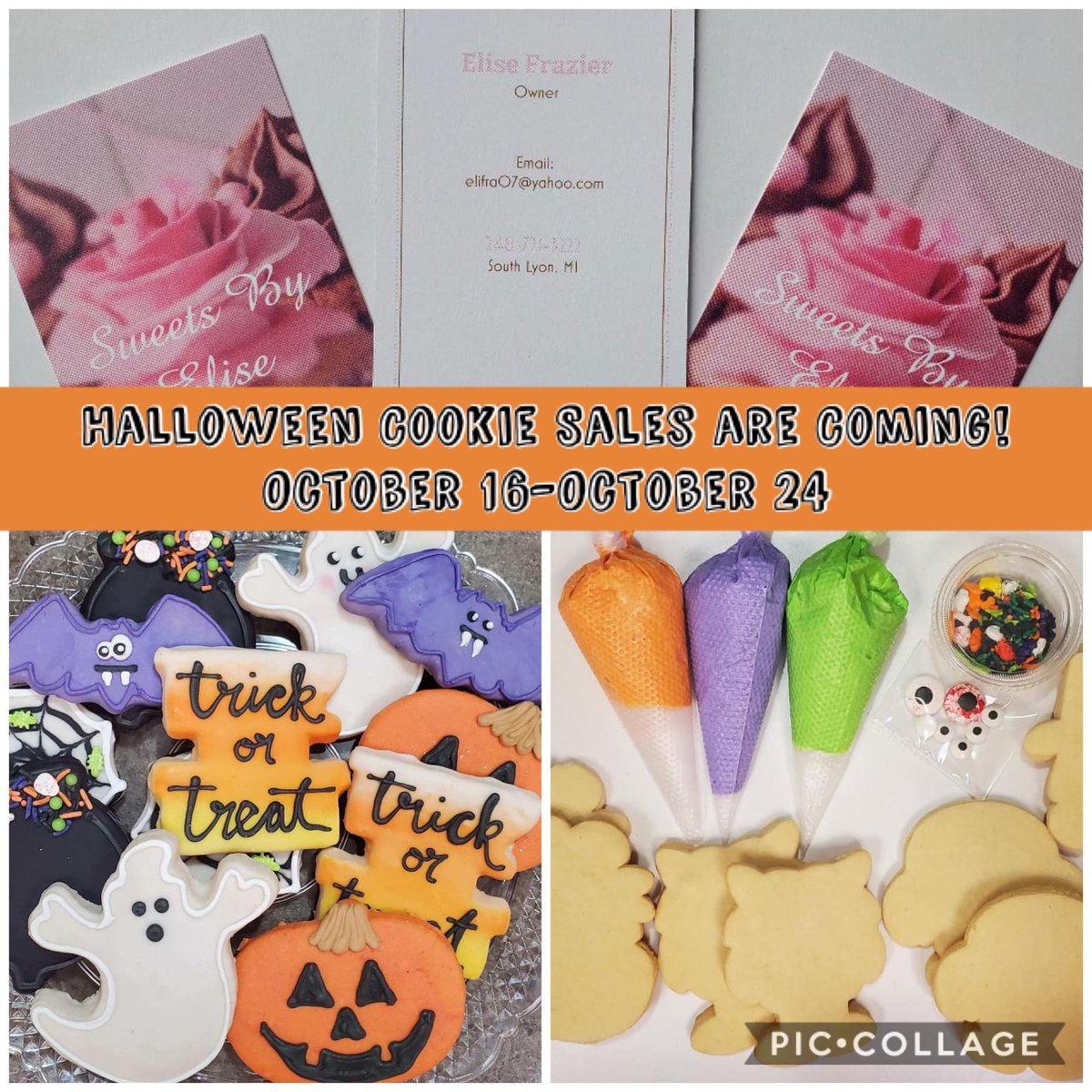 🎃🍪🦇 Looking for a festive activity or simply a fun Halloween treat? We have partnered with the local company, Sweets by Elise, for DIY Halloween cookie kits &amp; pre-decorated cookie platters! Read the Buzz &amp; check back here Friday for the store link!