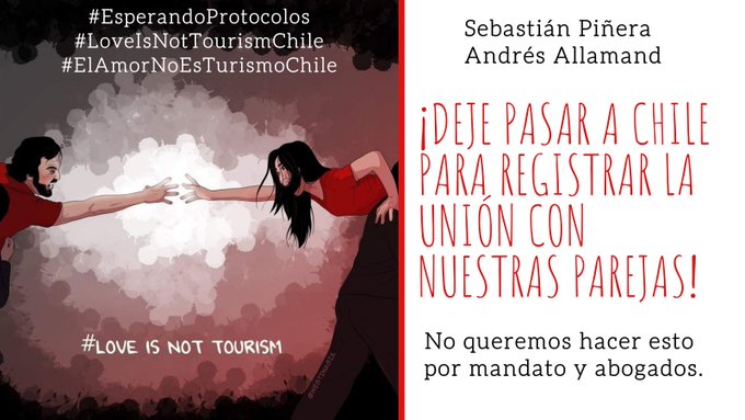 DaniOxana's tweet photo. ✈️🇨🇱❤️🌎Escucha nuestras voces, solo queremos vivir estar con nuestras parejas en Chile @AmorNoTurismoCL @DrEnriqueParis @pdazan @sebastianpinera @GobiernodeChile #allamandycubillosenSDL #EsperandoProtocolos #LoveIsNotTourismChile #ElAmorNoEsTurismo https://t.co/L09MOrxeir