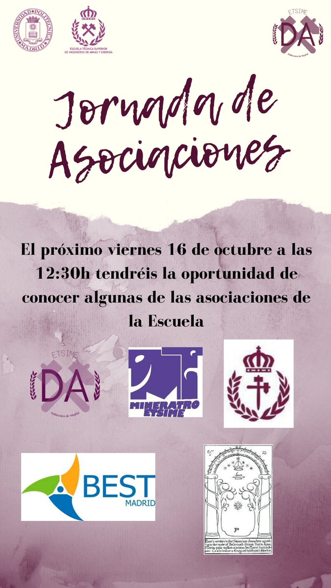 Os esperamos en :

discord.gg/fgyNpJ

A las 12:30 para que podáis conocer las actividades que organizan <a href="/Mineratro/">Teatro Minas</a>, <a href="/BESTMadridUPM/">BEST Madrid UPM</a>, <a href="/RolMinas/">Minas de Moria</a>, <a href="/HalitaMinas/">Halita Minas</a> y la Delegación.

#familiaMinera #asociacionesestudiantesETSIME
#somosUPM <a href="/minasenergiaupm/">minasenergiaupm</a>
