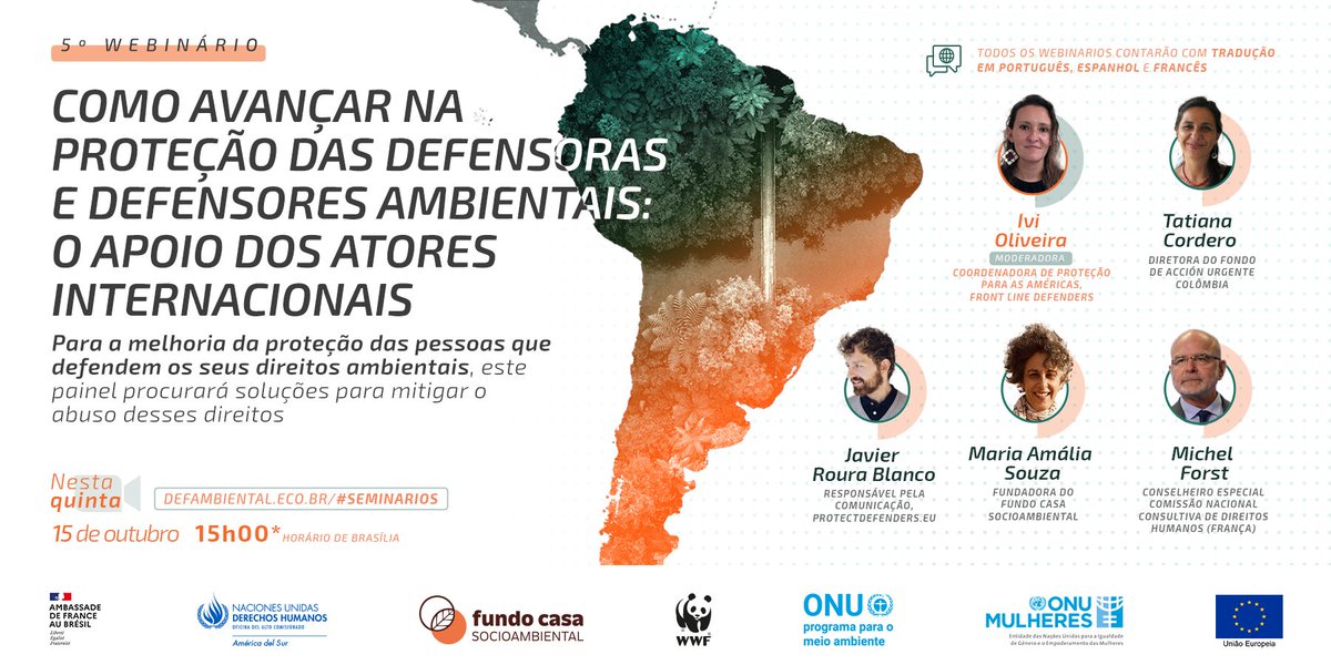 UEnoBrasil's tweet photo. É hoje (15/10, 15h)! Webinario sobre o apoio dos atores internacionais à proteção das defensoras e defensores do meio-ambiente. O Emb. @IgnacioYbanez estará na abertura. Inscreva-se: https://t.co/faXjDUj6p2 #seminarios #DireitosHumanos #DefensorasAmbientais #DefensoresAmbientais https://t.co/4QlZYWzP8D