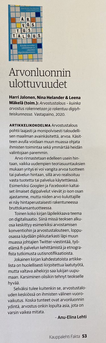 Onnitelkaamme itseämme vaikka lukija uupuukin laatutyön edessä. #arvostustalous <a href="/helander_nina/">Nina Helander</a> <a href="/LMakela/">Leena Mäkelä</a> <a href="/jnkka/">Jukka Huhtamäki | @jnkka.bsky.social</a> <a href="/jjussila/">Jari Jussila</a> <a href="/HLehtimaki/">Hanna Lehtimaki</a> <a href="/pisotalus/">Pekka Isotalus</a> <a href="/HannuSaarijarvi/">Hannu Saarijärvi</a> <a href="/DrSeppanen/">Marko Seppänen</a> @TDOlsson <a href="/ASmedlund/">Anssi Smedlund</a> @paufor <a href="/jhaltia/">Jaakko Haltia</a> @vpsorsa <a href="/VirpiSillanpaa/">Virpi Sillanpää</a> <a href="/JONHSSON/">jussi kokkola</a> @saraunio @vkankaan &amp; muut