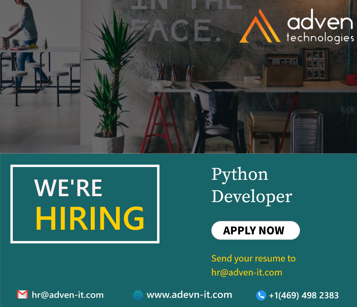 AdvenTechnolog1's tweet photo. We are hiring a Python Developer in Texas, GA.

Interested candidates can send resumes to hr@adven-it.com

For more info:- https://t.co/mF1AZODsYr

#wearehiring #pythondeveloper #texas #usa #itstaffing #usajobs #itrecruiters #requirement #jobchange #jobhiring #jobsalert #adven https://t.co/eXe0b8l1Fb