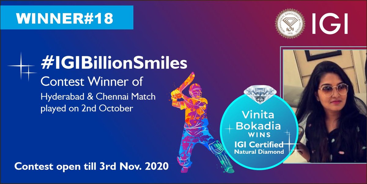 igiworldwide's tweet photo. ๐ข Announcing 18th Winner of #IGIBillionSmiles contest. Congratulations to @bokadia_vinita (Vinita Bokadia) for winning IGI Certified Natural Diamond
#IGIBillionSmilesWinner #IGIWorldWide #IGI #IGInstagram #ContestWinner #ContestWinners #DiamondWinner #contesttime #ContestIndia https://t.co/uec11IFwdH