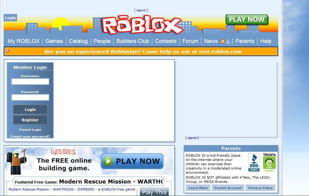 Rtc On Twitter News Roblox Has Released An Easter Egg Where It Takes Back You To The Old Roblox Website All You Need To Do Is Type Datarxz On Your Keyboard And - roblox login page member login