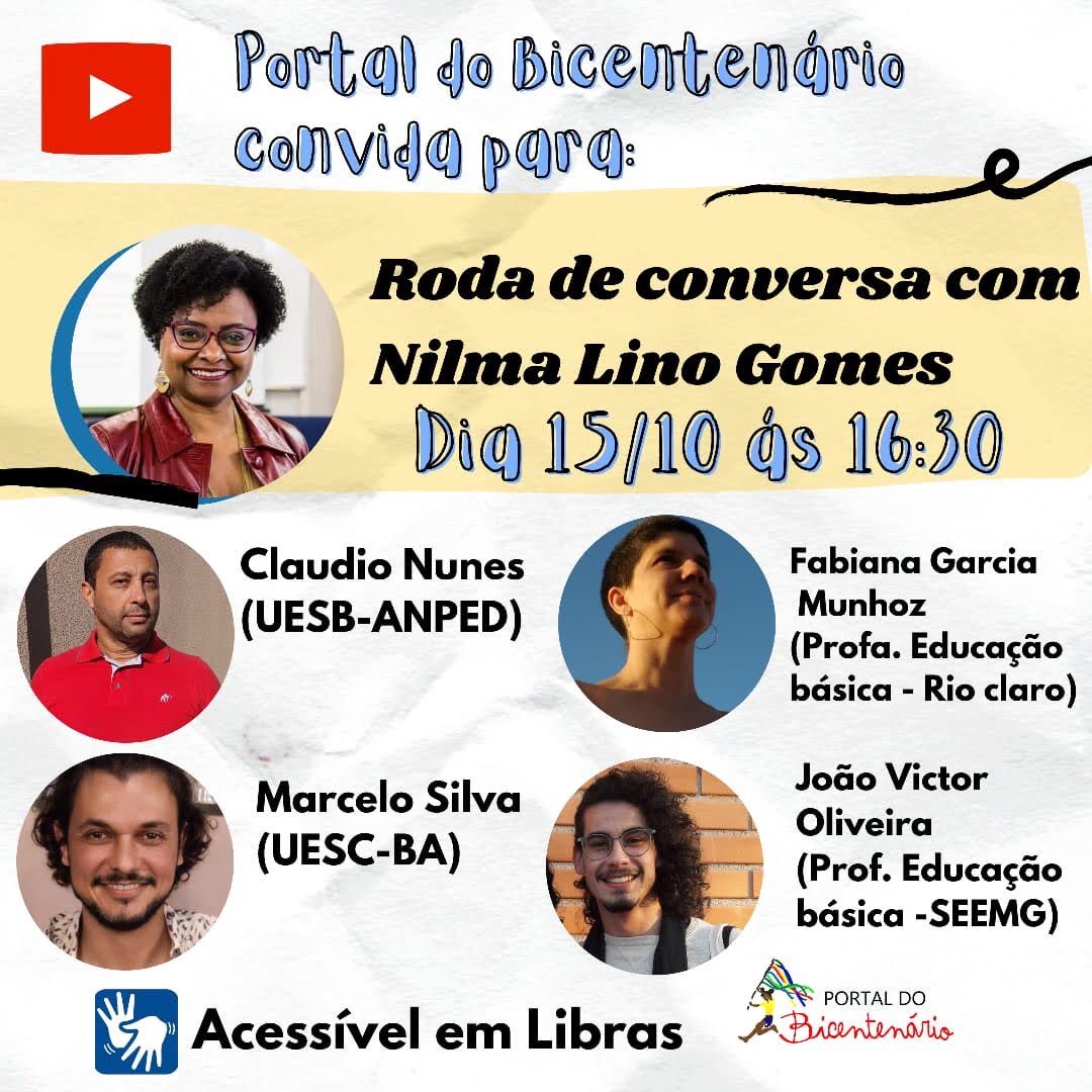 ptlbicentenario's tweet photo. Vem comemorar o #diadoprofessor conosco!📣
Roda de conversa hoje, às 16:30h, com a Profa. Nilma Lino Gomes: “Ser professora negra no Brasil: memória, história e desafios atuais”. 
Live com emissão de certificado. 

✅Assine o nosso canal e participe! https://t.co/Rnwy1TRwex https://t.co/MoDNZKwc7S