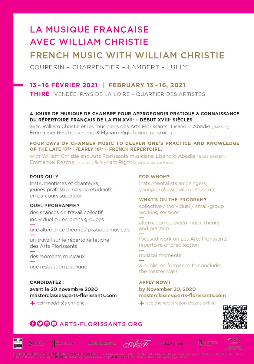 lesartsflo's tweet photo. 🆕#LesArtsFlorissants are launching their new program of #Masterclasses for young singers &amp; instrumentalists! Applications are now open #callforapplications #ApplyNow  📆 Masterclass #1 with #WilliamChristie #youngartists #youngartistprogram https://t.co/CCGeo6S3a9 https://t.co/ogz0gIbRA3