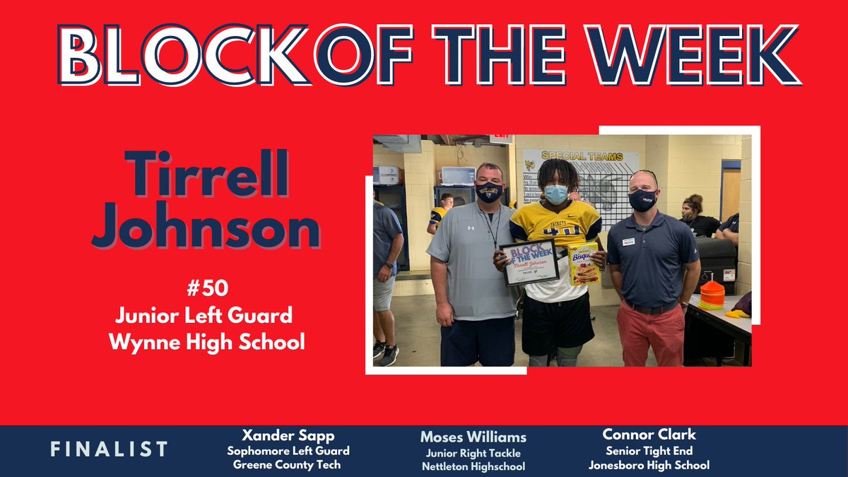 block_ins's tweet photo. 🏈Big shout out to our BOTW - @TirrellJohnson3 from Wynne Highschool. #blockoftheweek #blockinsurance🏈 https://t.co/Z4beTAhlHA