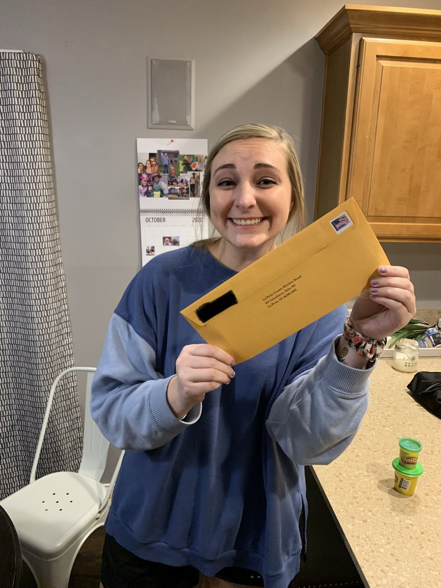 aliciarenee_21's tweet photo. First time voter has signed, sealed and delivered her absentee ballot for the #2020Election! So proud of you, @MadisonCody21 for doing your part and making a difference! #informedvoter #onemorevoice #yourvoteisyourvoice #indianavotes #vote2020 https://t.co/8S2aHMEWw2