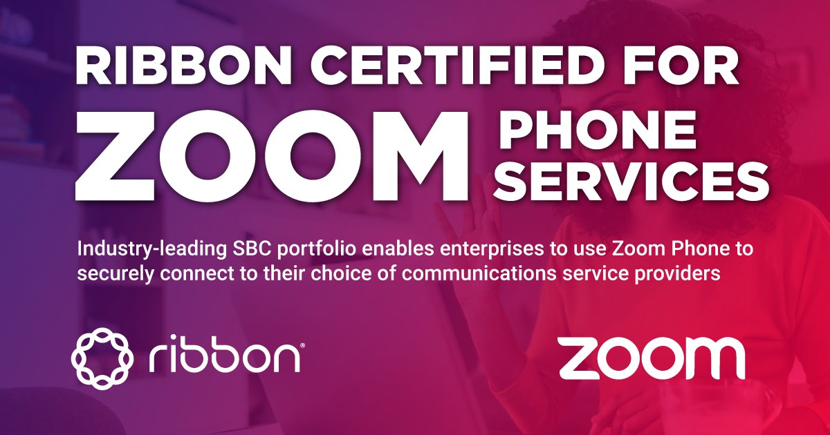 . <a href="/Ribboncomm/">Ribbon</a> #IntelligentEdge Session Border Controller Portfolio Certified for #ZoomPhone Services hubs.la/H0y1m3T0 @zoom_us #zoomtopia #SBC