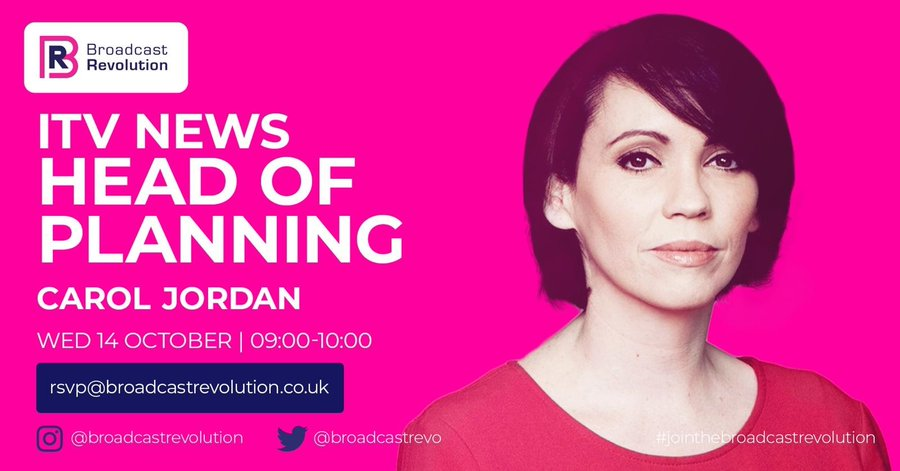 wearetheview's tweet photo. Huge thanks @broadcastrevo, as ever, for a hugely insightful session with @itvnews's Head of Planning, #CarolJordan. And thanks to Carol for some brilliantly usefuly nuggets on swerving Covid in the news agenda! https://t.co/FPqm3j0ajB