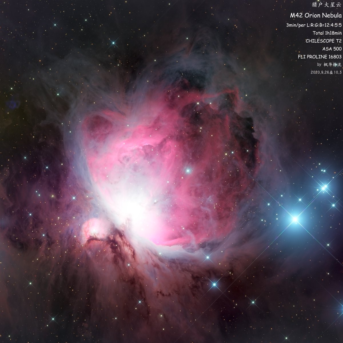 KaedekaShizuru's tweet photo. #CHILESCOPE T2
M42 Orion Nebula
3min/per L:R:G:B=12:4:5:5
Total 1h18min
ASA 500
FLI PROLINE 16803

process by me https://t.co/uR9cQArRcD