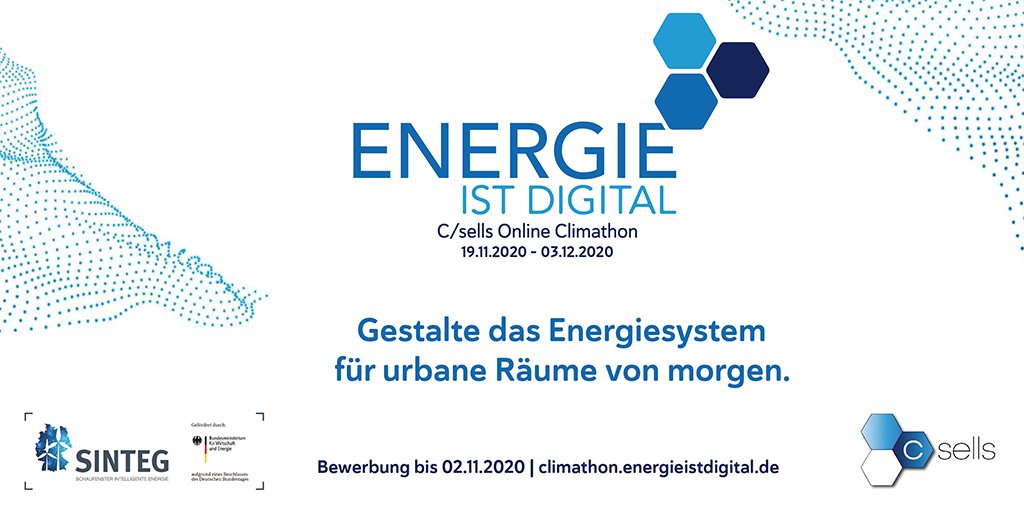 FfE_Muenchen's tweet photo. Bereit, die Challenges einer nachhaltigen #Energieversorgung im urbanen Raum anzugehen? Registriere Dich jetzt für unseren @Csells_SINTEG #Climathon. Entwickle vom 19.11. – 03.12. im interdisziplinären Team &amp; mit Live-Coaching innovative Lösungskonzepte #EnergiewendeUndSpassDabei https://t.co/obJbcPIo3H