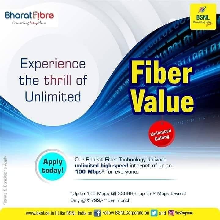 BSNL_GJ's tweet photo. #bsnl #Broadband ON FIBRE WITH SPEED UPTO
30MBPS,100MBPS,200MBPS WITH 3300GB &amp;300MBPS   with 4000 GB DOWNLOAD,UNLIMITED CALLING 24 HOURS AT RS 449,799,999,1499 RESP. PER MONTH.
BOOKING:1800 345 1504 or click:https://t.co/j53CwfZI74
CONDITIONS APPLY
#FttH #fiber #COVID19 #Telecom https://t.co/jGssS7ppvq