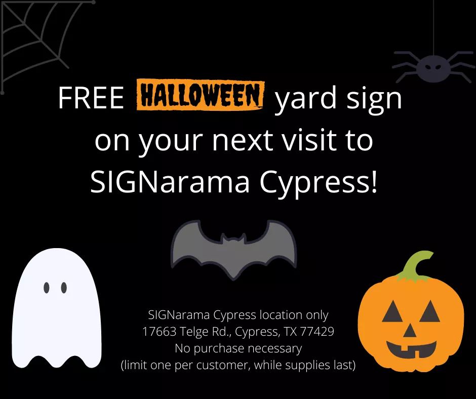 CypressSAR's tweet photo. No tricks here, only treats!  
#halloweenyardsigns #houstonsignshop #houstoncustomsigns #signaramacypress https://t.co/YL0C7ISO9P