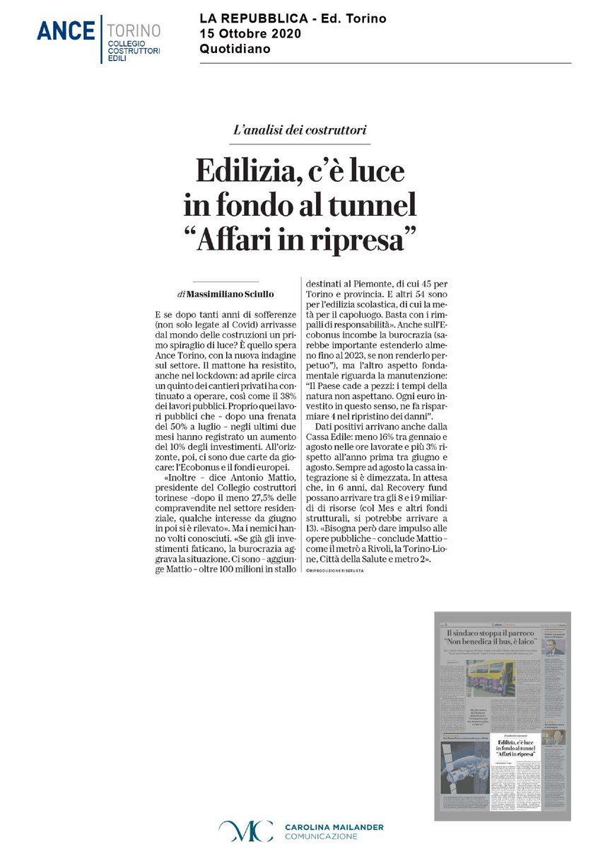 CMComunicazione's tweet photo. Alla conferenza stampa di presentazione di dati e priorità per il settore edile, il Presidente #AnceTorino Antonio Mattio indica segnali di ripresa ma la crisi non è passata.

Su @rep_torino @SciuRmax racconta la situazione dell'#edilizia torinese. 
#cmcproud #ecobonus #mattone https://t.co/gHGsbcMaHm