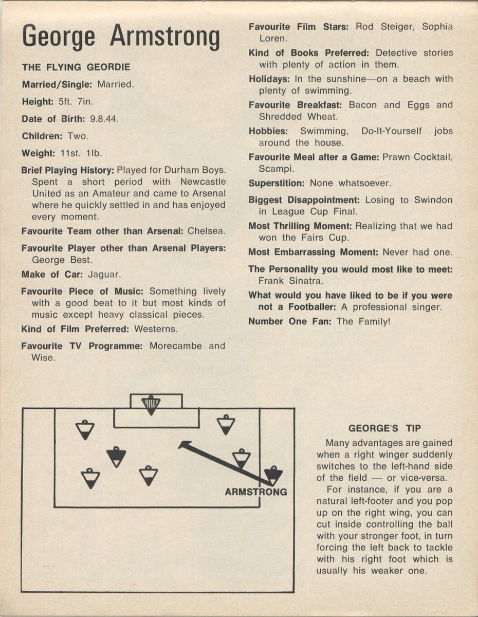 ArsenalHistory_'s tweet photo. A Celebration of George Armstrong's life and his contribution to Arsenal Football Club - all day we we will be sending pics of Geordie - from 'Inside the Gunners' https://t.co/w2FHcq34tw