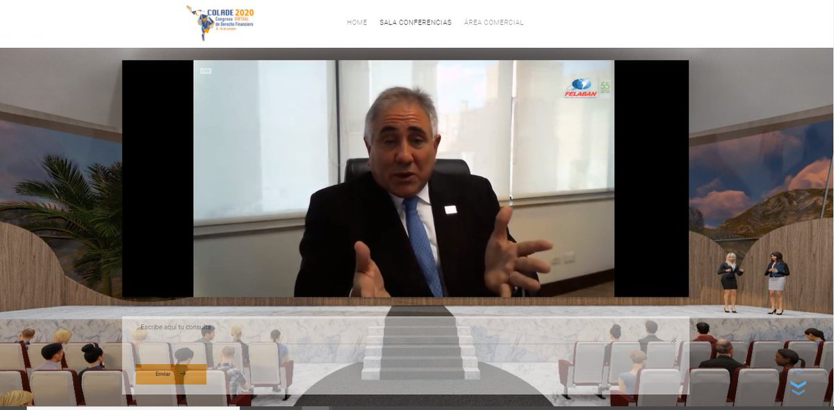 FelabanOnline's tweet photo. Estamos #Envivo en el 39 Congreso VIRTUAL de Derecho Financiero y Bancario, #colade2020 del 15 al 16 de Octubre 2020. 
Inauguración del Congreso
Giorgio Trettenero Castro Secretario General de Felaban
@BeliCastillo , Presidente Comité COLADE https://t.co/B8i8AtZWVK
