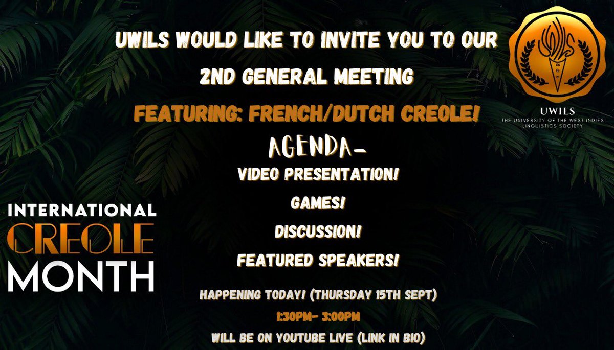 UWI_LS's tweet photo. We have a very special meeting happening today!
Be sure to tune in!
Link will be in Instagram bio!

https://t.co/NPyzbMo6ui https://t.co/Rugn3x7fuF