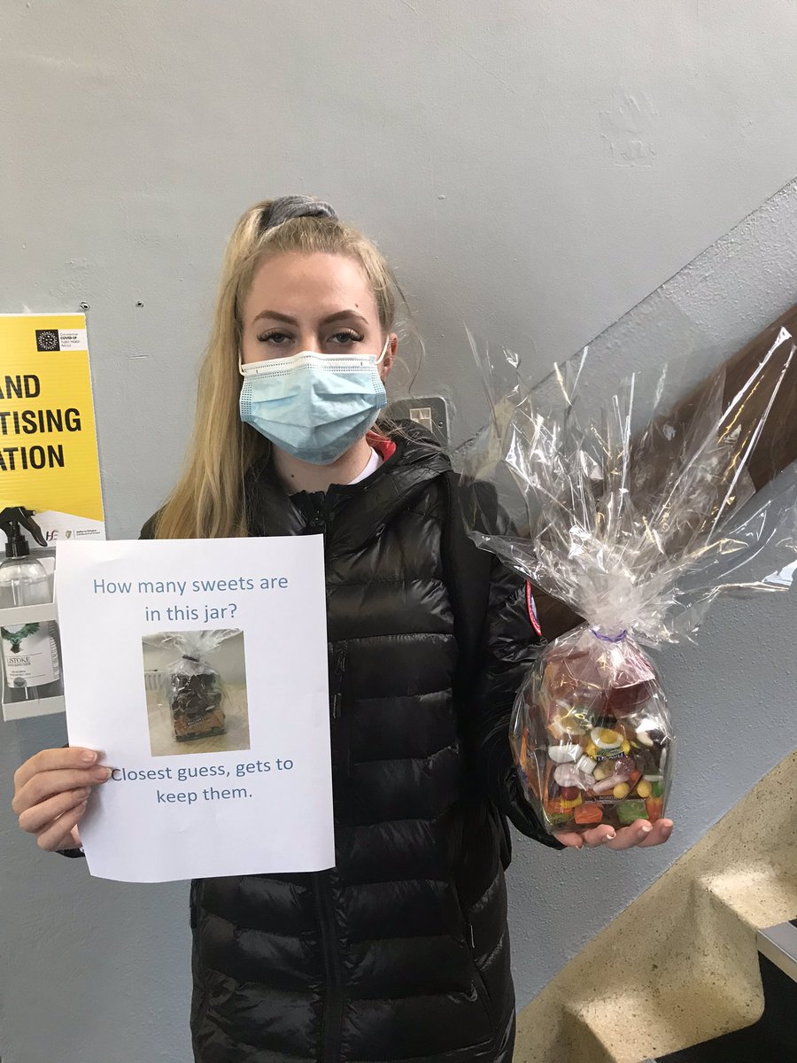 YRClondalkin's tweet image. Well done to our lucky guesser Abby. She got closest in our guess how many sweets for #MathsWeek2020 #mathseyes #guesswork #weareyouthreach @ddletbYR @ThisisFet @SOLASFET @DDLETB_OSD @ddletb @NAYCEXEC @ETBIreland @mathsweek