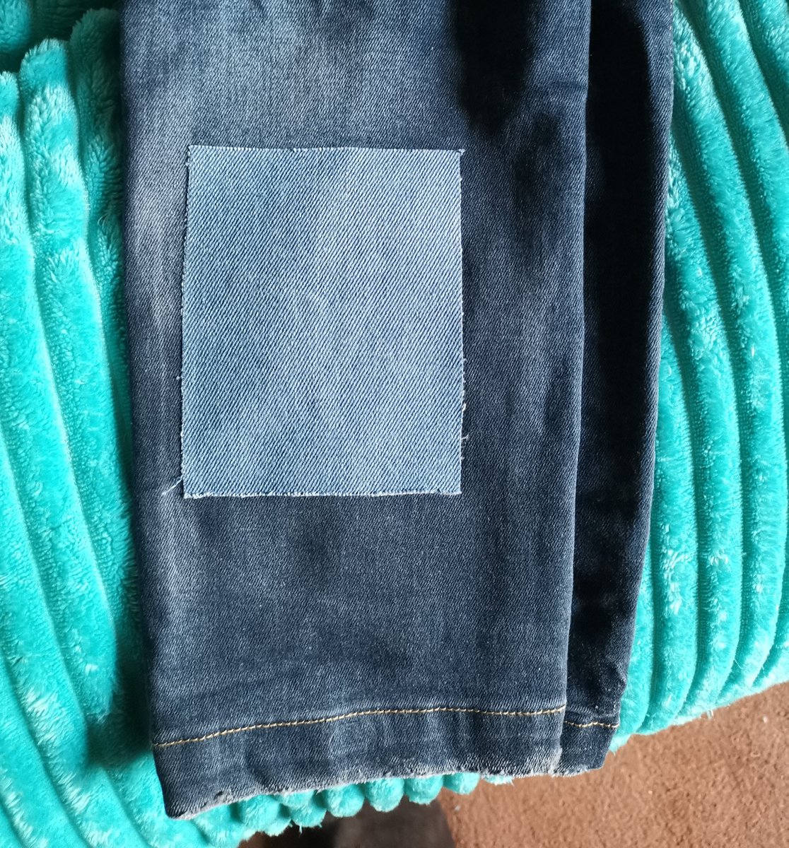Fixed a rip in my jeans with this patch I found, so lucky it matched exactly! Thinking of retraining as a seamstress