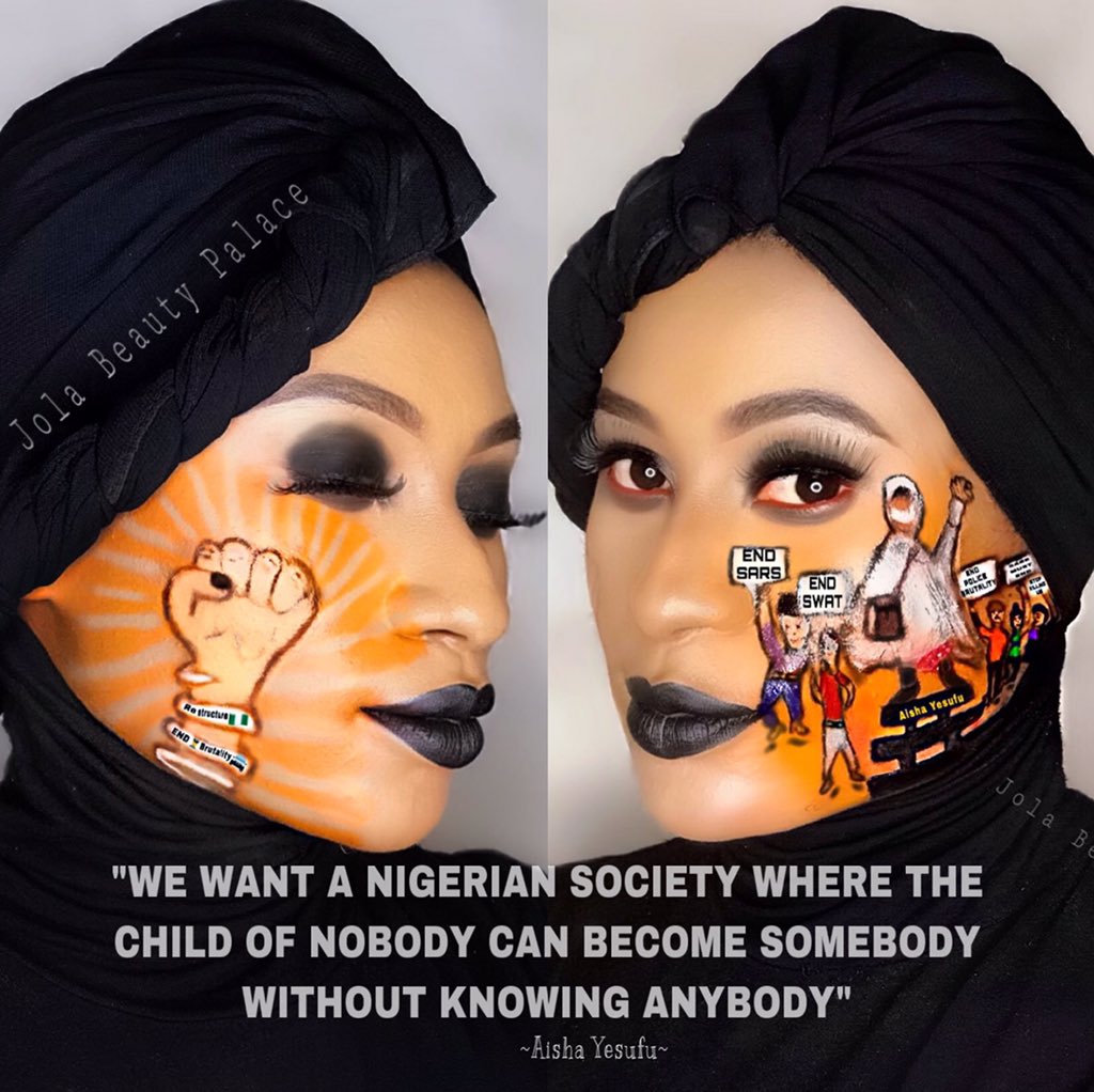 SWaliyat's tweet photo. “WE WANT A NIGERIAN SOCIETY WHERE A CHILD OF NOBODY CAN BECOME SOMEBODY WITHOUT KNOWING ANYBODY “
~Aisha Yesufu 
@Tadahlymarh @Jola_bp @wizkidayo @davido @saadatbibire @aishayesufu @Highshow_001 @channelstv 
#aishayesufu #sarsmustend #endpolicebrutality #endswat  #Restructure https://t.co/p1Tdn3o95V
