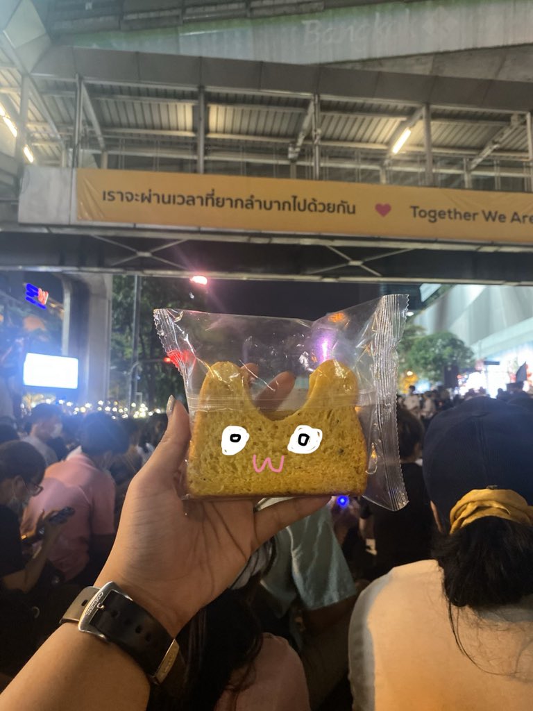 peaceosaurus1's tweet photo. มีน้องนักเรียนเดินแจก ขนมปังแมว งือออออ แดกอิ่ม แต่ไม่อิ่มเท่ามึงแดกภาษีกูหรอก #สาปพระราชา #15��ุลาไปราชประสงค์ #15ตุลามาราชประสงค์ https://t.co/CjZhrPXhR5