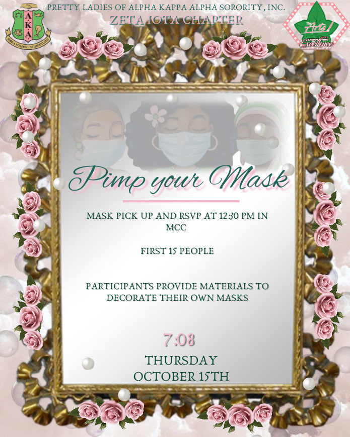 Come enjoy a virtual experience today Pimping your Mask with your favorite AKA’s 💕💚 Please read flyer carefully, spots are limited.