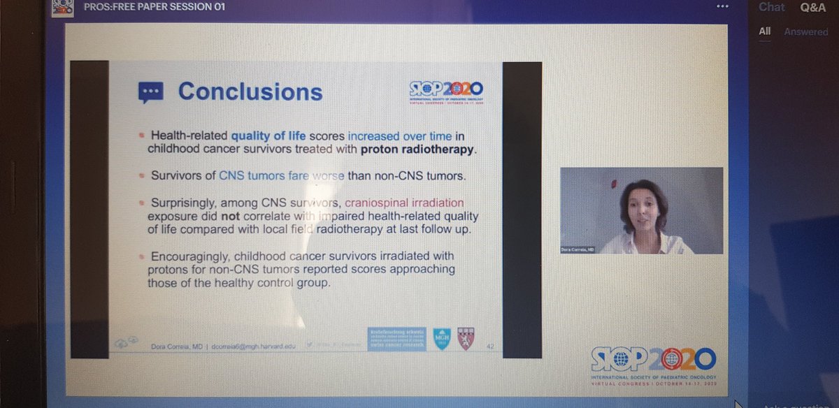 CVictoria10's tweet image. #SIOP2020 - Interesting Presentation of @The_PT_Explorer
PROSPECTIVE PATIENT/PARENT REPORTED OUTCOMES OF HEALTH-RELATED QUALITY OF LIFE IN CHILDHOOD CANCER SURVIVORS TREATED WITH PROTON RADIOTHERAPY, 10:44 - 10:52, 
#SIOP20 @WorldSIOP