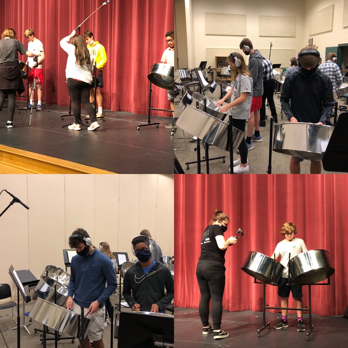 All steel pan classes are working on a video collage project of recording audio and video with the auditorium staff. No public performances so we have to be creative! #2020