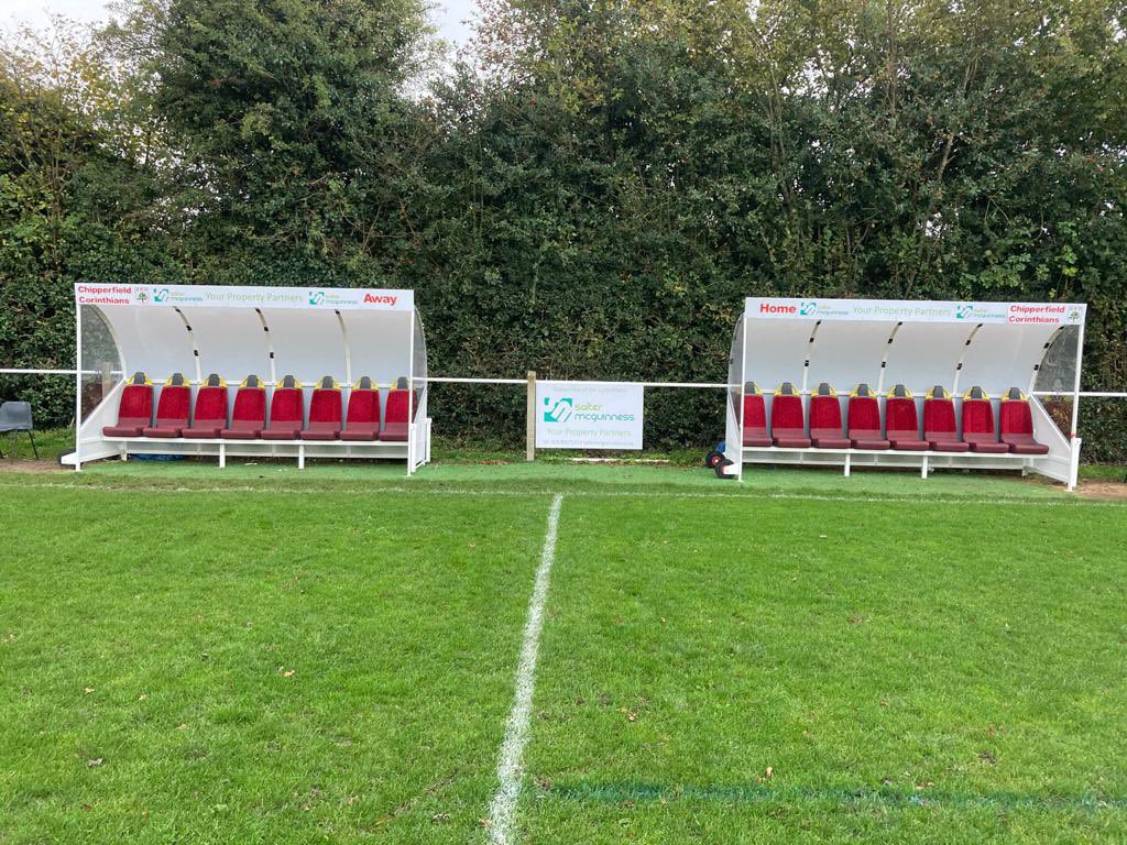 CorinthiansYFC's tweet photo. A big thanks to local villager Tony Mcguiness of Salter Mcguiness for sponsoring our new pitch side dugouts at CCFC #football #ccfc #ccyfc #chipperfieldcorinthians https://t.co/8QMzqW64il
