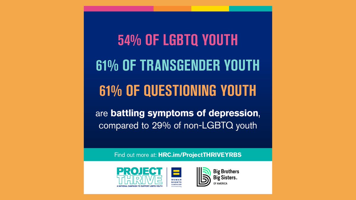 BBBSA's tweet photo. Big Brothers Big Sisters joins the @HRC Foundation in highlighting the importance of ensuring youth-serving professionals are giving LGBTQ youth the support they need to thrive. 

We must continue to #DefendThePotential of our LGBTQ Littles.

👉 https://t.co/cLX4jY0Eib https://t.co/AazpKYJg9P