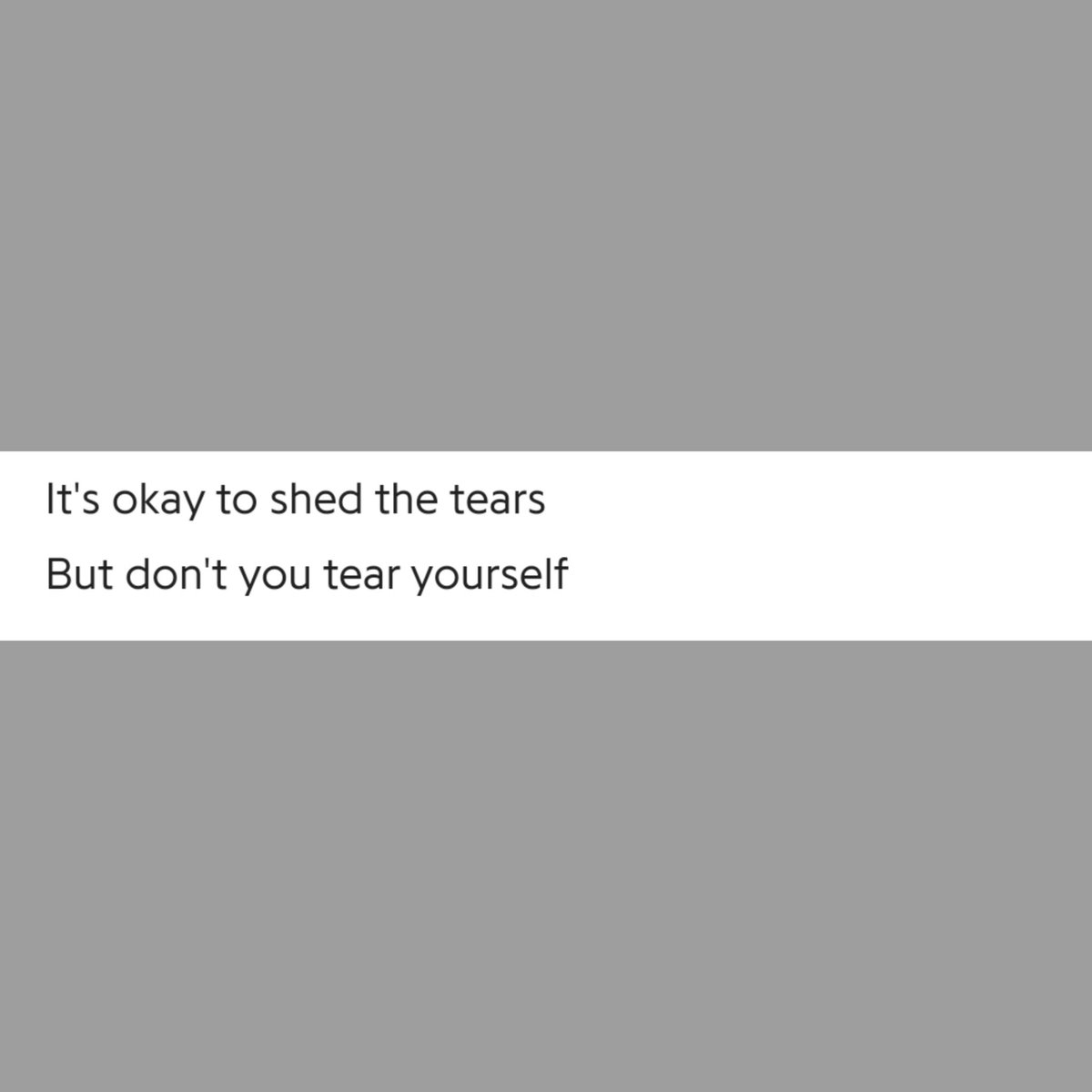 Wordplay here, the 1st tear clearly refers to teardrops, while the 2nd is 'tear apart', conveying that its okay to cry out of pain but he requests us to never subject ourselves to heavy pain that would tear us apart from within+