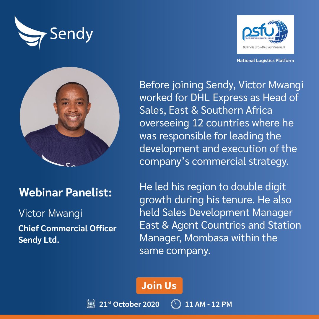 Victor Mwangi, @SendyMobile CCO will be our keynote speaker. 

Join the discussion on sendyit.com/lp/events