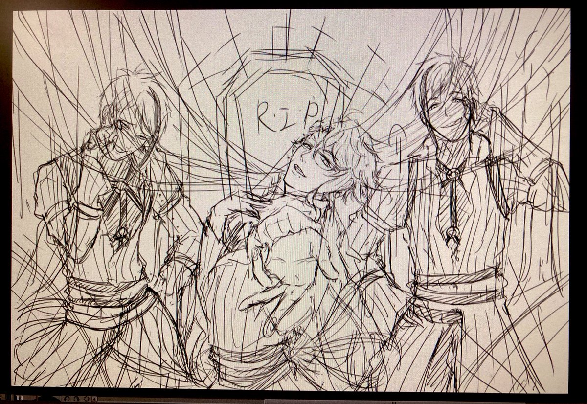 下書き…線画だけで死ねそう😇 