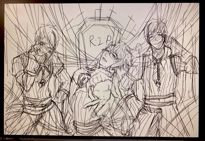 下書き…線画だけで死ねそう😇 