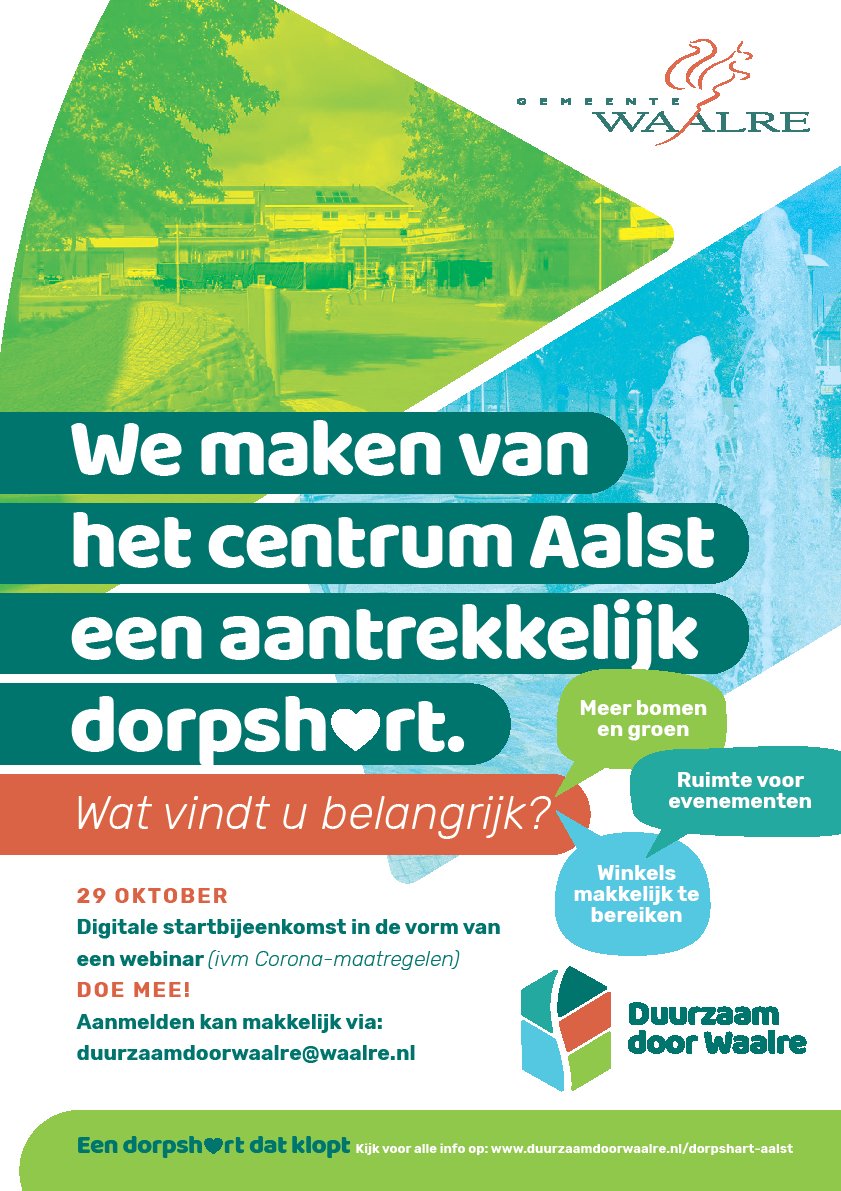 29 oktober: Digitale startbijeenkomst herinrichting centrum Aalst 🏡🚗🚦 Middels een webinar geven we uitleg over het beeldkwaliteitsplan voor de gebouwen in het centrum en het proces voor de inrichting van de openbare ruimte in het centrum. Meer info: bit.ly/3jwTyOB
