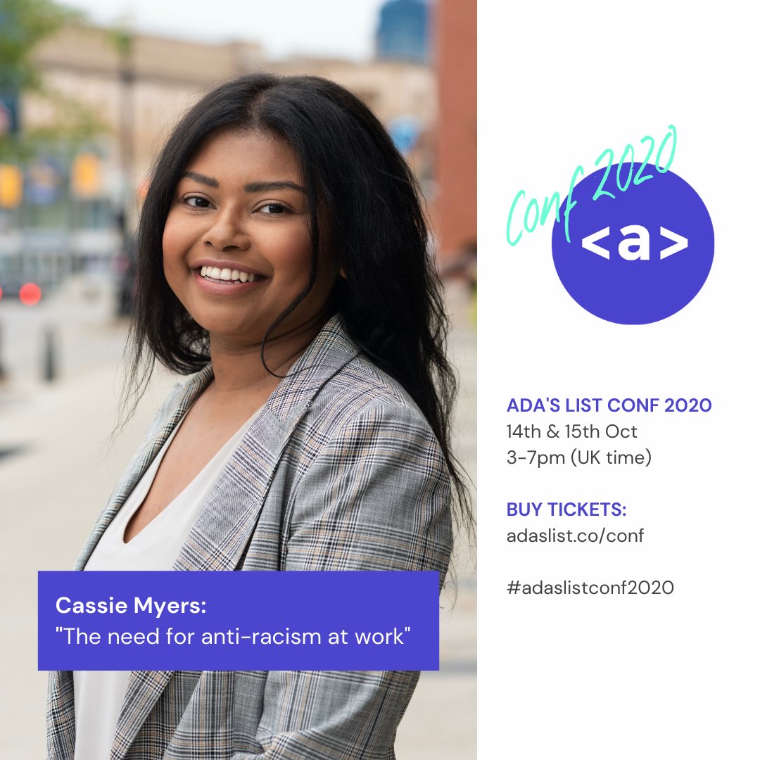 belunaria's tweet photo. Today’s the day! @_cassmyers takes the virtual stage at @AdasList #Conf2020 in 2 hours to discuss the need for anti-racism at work. https://t.co/z9zQiCH3KR