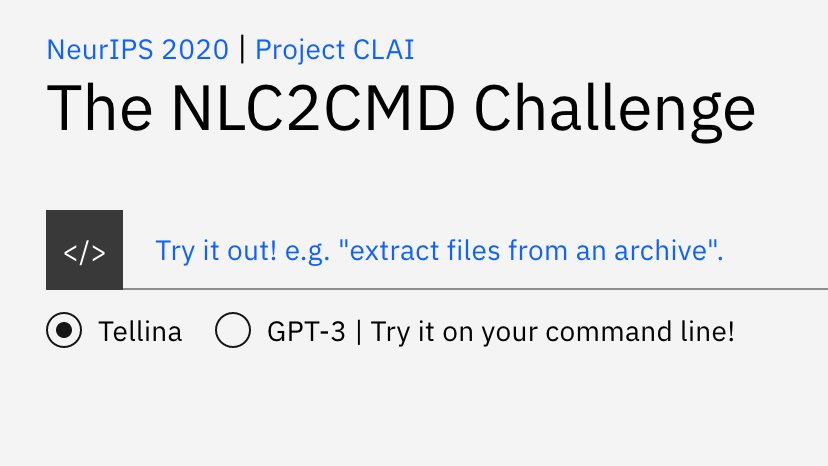 tchakra2's tweet photo. Many of you asked how GPT-3 will do in the NLC2CMD Competition @NeurIPSConf Well, you can try it out for yourself now 😉 👉 https://t.co/R1ZlNVoi6R
     
Many thanks to @gdb @OpenAI for helping us set up 🙌
     
1/4 https://t.co/I5asZA44Gh