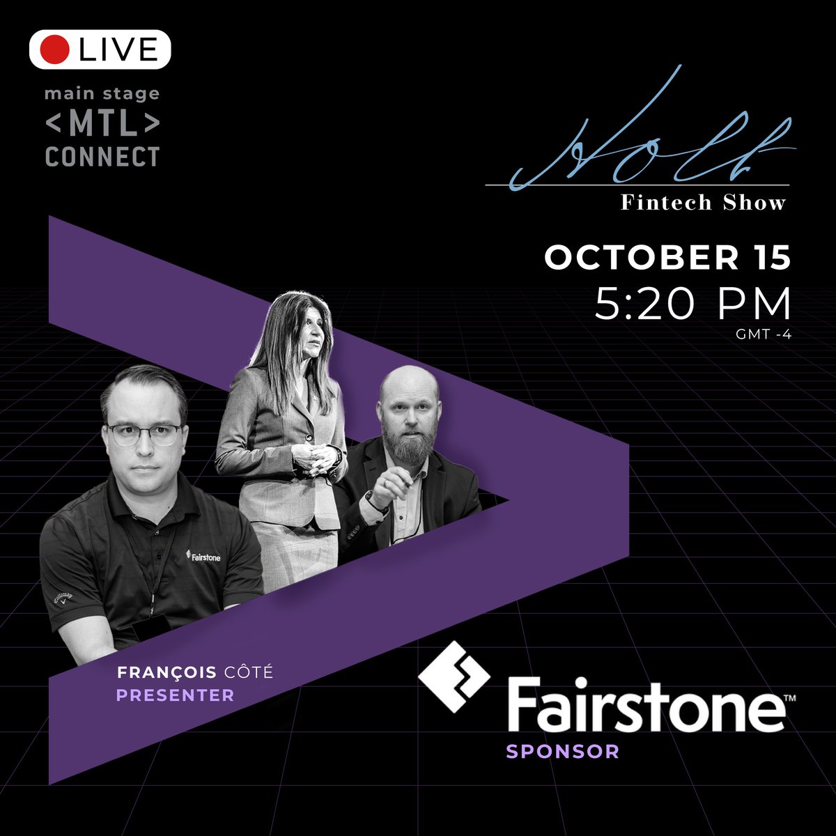 HoltXchange's tweet photo. We are so excited to share the stage tonight with #Fairstone's #CTO François Côté as he introduces us to our #Cybersecurity superstar @NaorisOriginal
Join us later today as we go live on the #MTLconnect main stage at 5h20 PM EST
Welcome to the #FintechRenaissance. https://t.co/Fo6KaegPFM