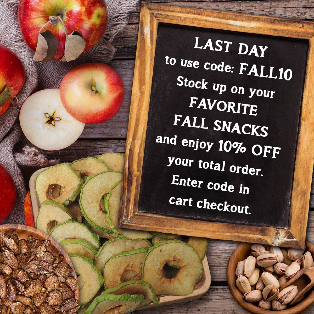 Don’t Wait! Last Day to use coupon code: FALL10 to receive 10% OFF your total order on our website. #vacavillefruitcompany #driedfruitandnuts #driedfruitgifts #vegangifts #glutenfreesnacks #glutenfreegifts #vacaville #californiagifts #healthysnacks #hikehealthy #trailsnacks