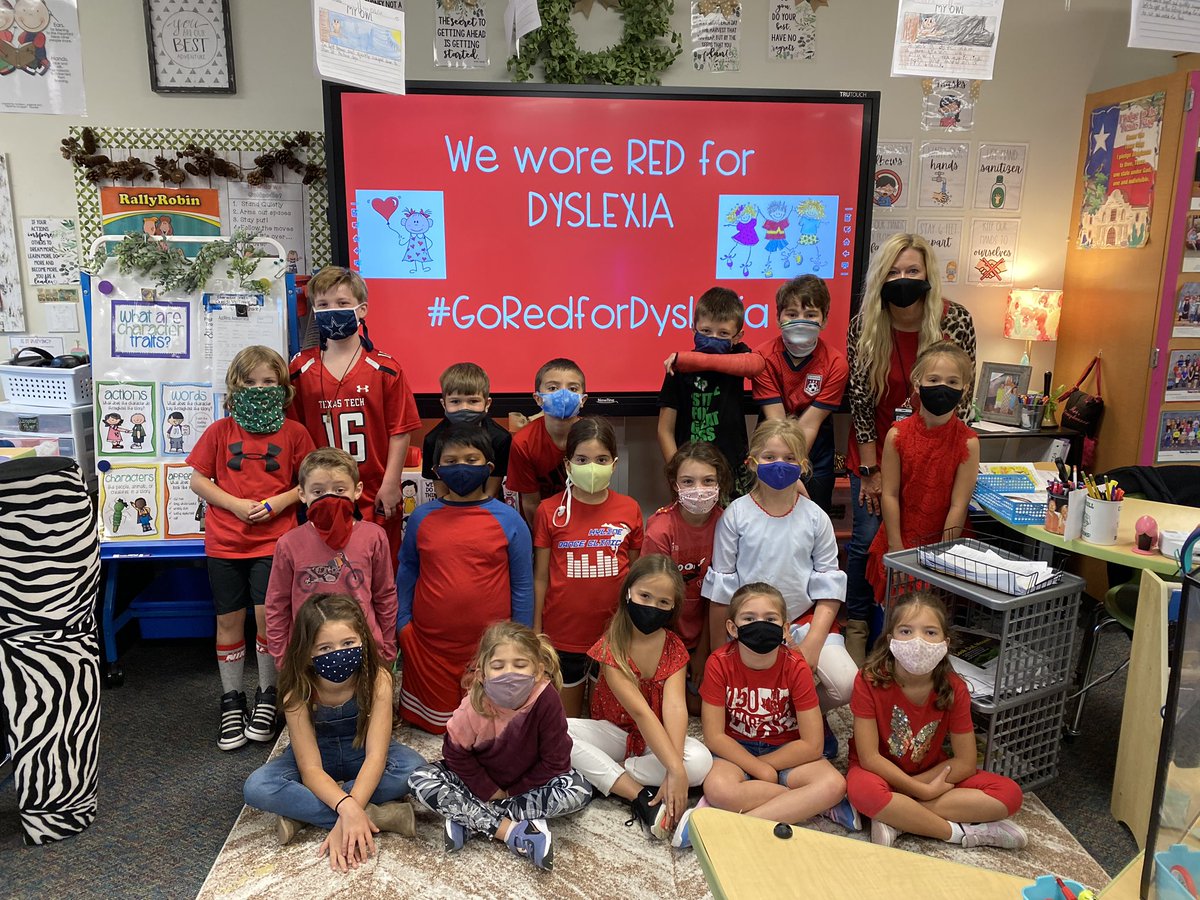 StumpyClass's tweet image. Mrs. Stumpy’s class wore red to show support for Dyslexia awareness! #GoRedforDyslexia @WGESdragons