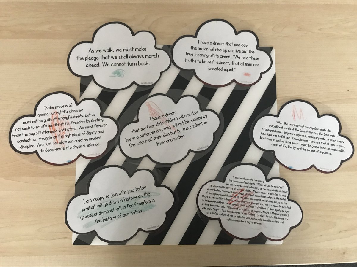 We have been learning all about MLK and civil rights activists. We took notes, went on a hunt for his dreams and discussed if these had come true, or if in 2020 we still needed to make change to end racism. Our changes are represented in our artwork #BlackHistoryMonthUK #bekind