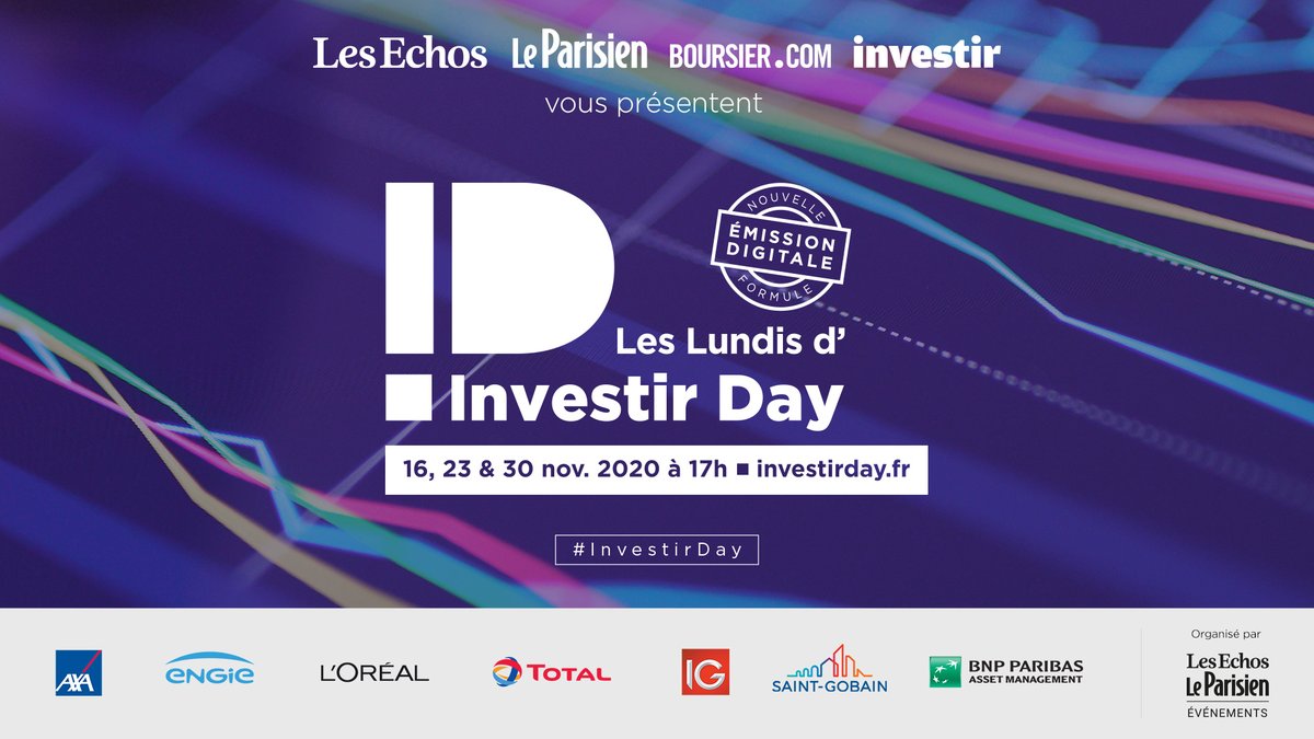 InvestirDay's tweet photo. Investir Day revient avec 3 émissions 100% digitales pour s’informer sur les marchés financiers et échanger avec des dirigeants de sociétés cotées 📈

Rendez-vous les 16, 23 et 30 novembre pour les Lundis d’#InvestirDay !

Inscription gratuite 👇
https://t.co/n3UxrSfkXt https://t.co/cNlFsbD427
