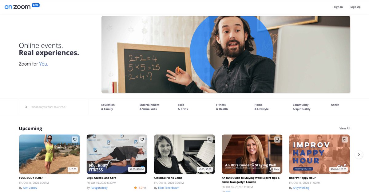 #Zoom lancia la piattaforma OnZoom portando tre principali novità 🖥
🎟 Eventi con ticket a pagamento
🔨 Marketplace per applicazioni aggiuntive
🔒 Crittografia end-to-end