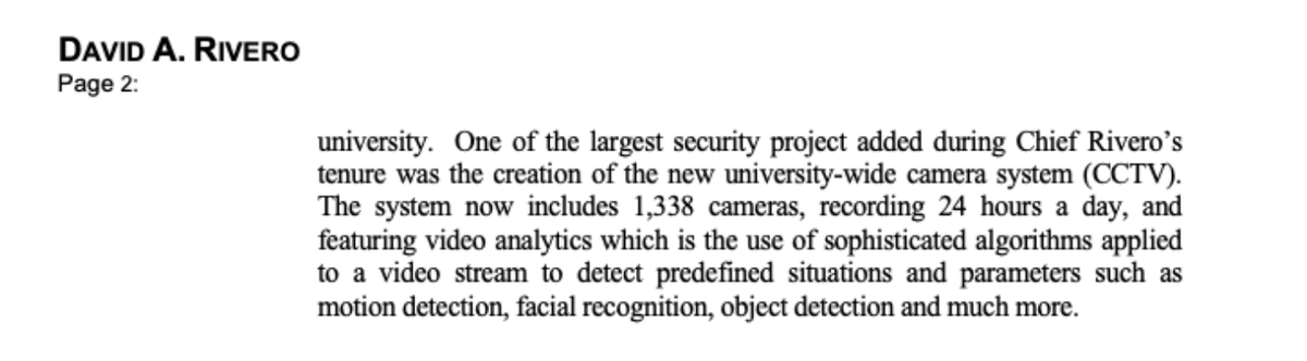 TooMuchMe's tweet photo. University of Miami is adamant that it doesn't use facial recognition technology.

@fightfortheftr just uncovered that the UM police chief's own resume states that he oversees use of facial recognition tech on campus.

https://t.co/G596A9ycj8 https://t.co/yhnvbazFNe