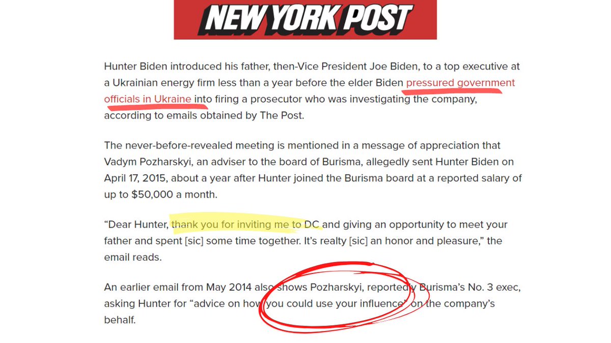 "Smoking-gun email reveals how Hunter Biden introduced Ukrainian businessman to VP dad" via  @nypost