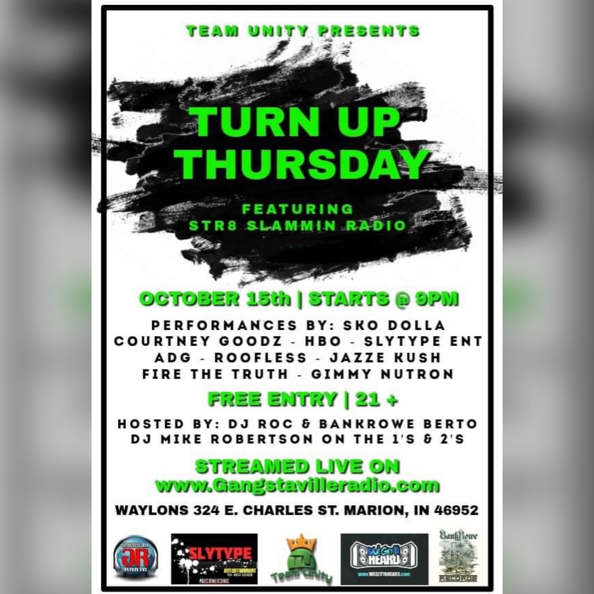 bigroc219's tweet photo. The #str8slammin Radio show streaming LIVE on https://t.co/Ox4LstDeCm tonight !! If you in Indiana or Ohio pull up, if not tune in 10pm to 2am CST !! Special performances by @iammaurice_everett @_courtneygoodz @1stlady_slytype ... plus more !! S/O to @mistanac for the invite 🙏🏾🙏🏾 https://t.co/rJIYaGAwud